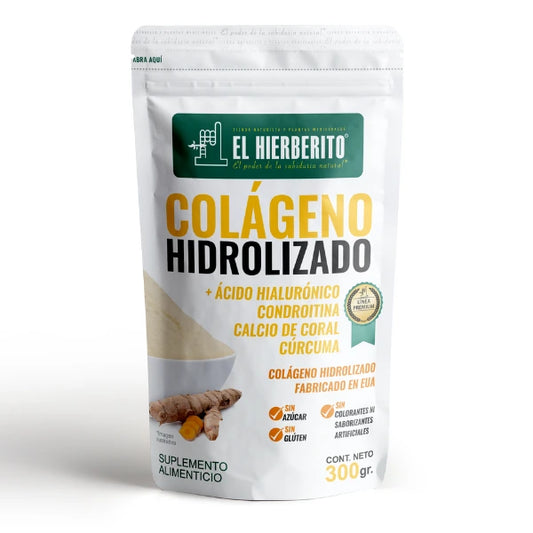 Colageno Hidrolizado + AH, Condroitina, Calcio Coral 300 grs. El Hierberito