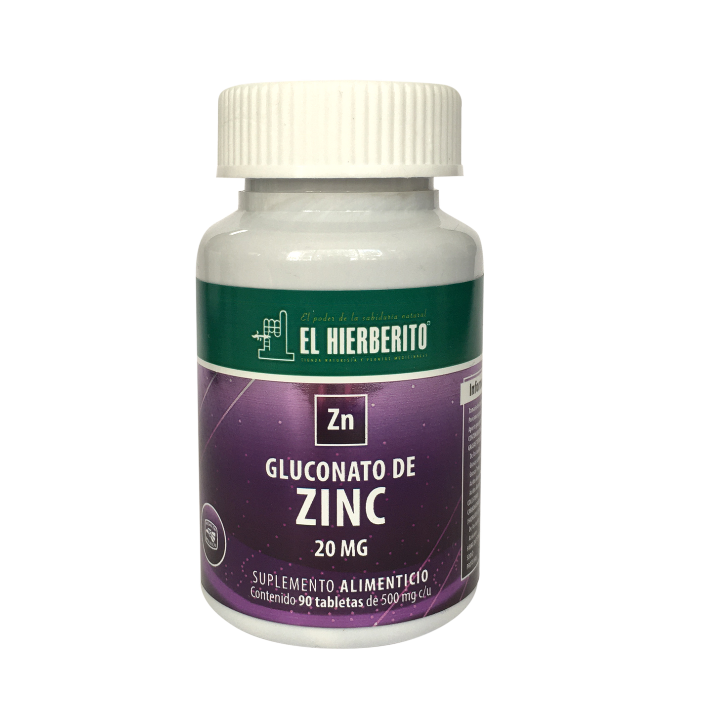 Gluconato de Zinc 90 tab. El Hierberito