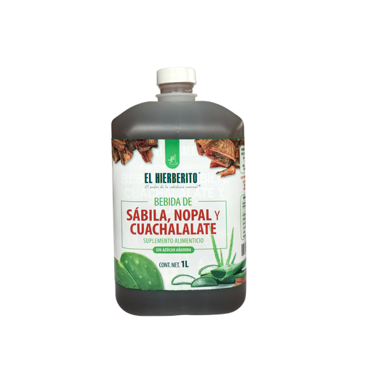 Bebida de Sabila, Cuachalalate y Nopal 1L. El Hierberito